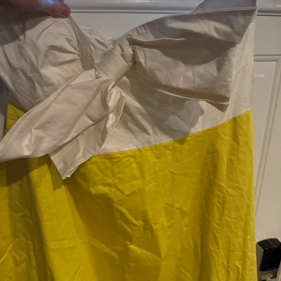 Anthropologie Hutch Color block Strapless Bow Dress NWT Yellow White - Picture 4 of 9